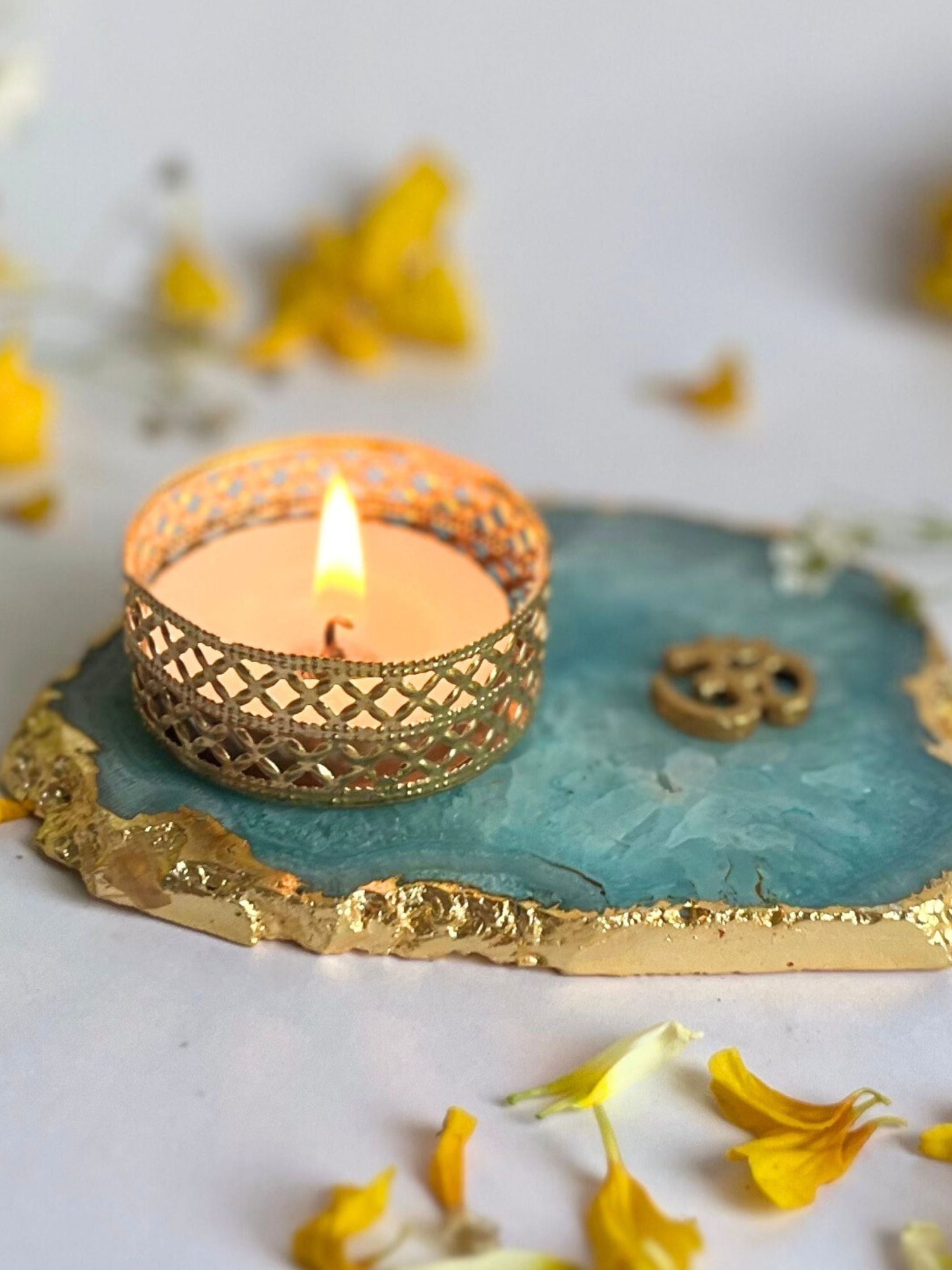 OM Tea Light Candle Holder Set of 2