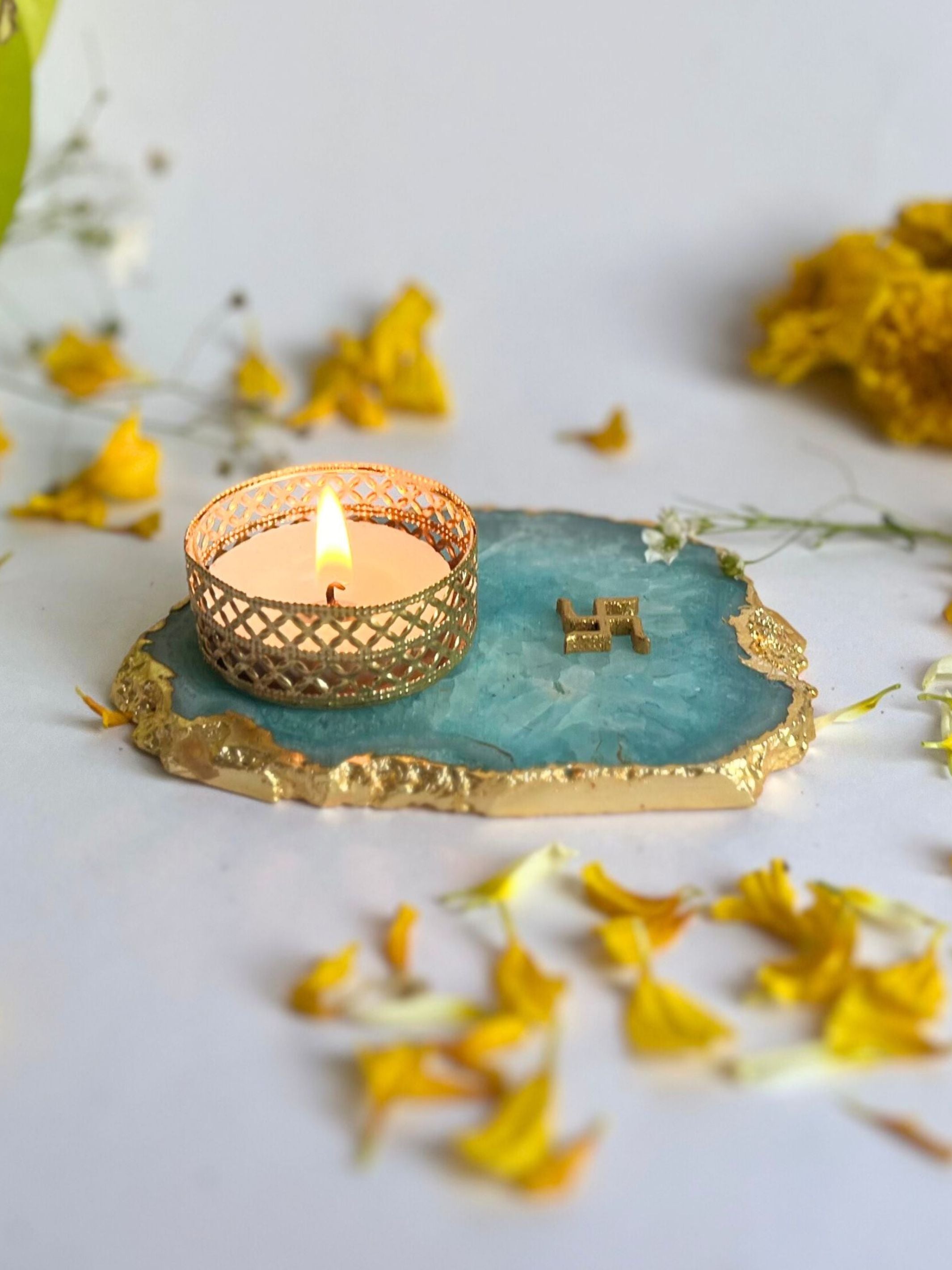 Swastik Tea Light Candle Holder Set of 2