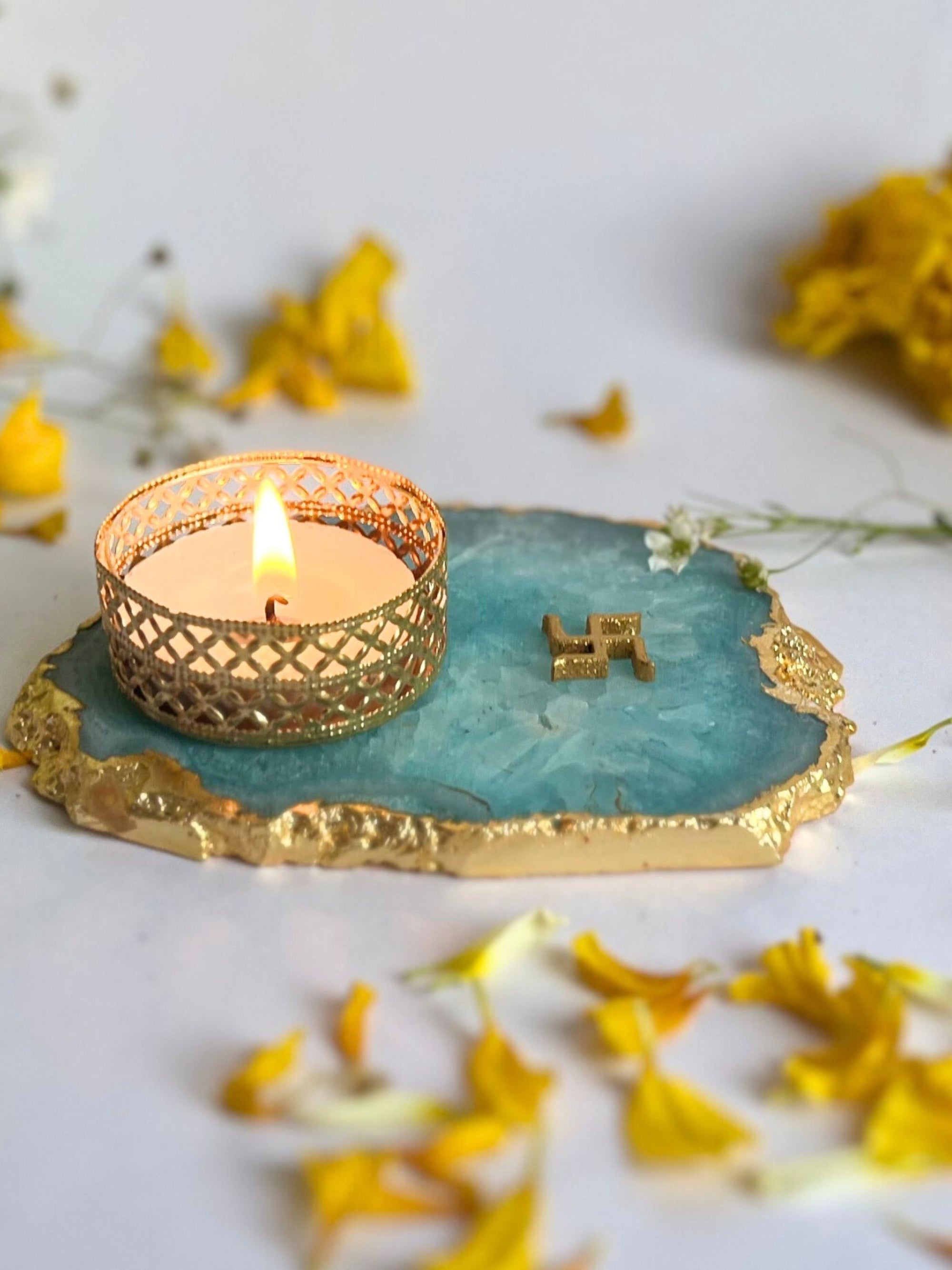 Swastik Tea Light Candle Holder Set of 2