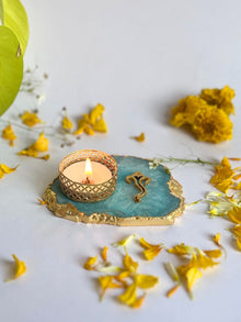 Tea Light Candle Holder with Ganesh Set of 2