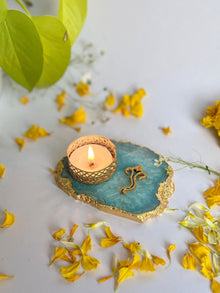 Tea Light Candle Holder with Ganesh Set of 2