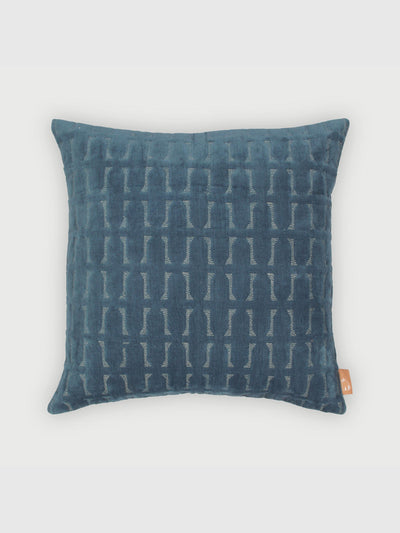 Twig Azure Embroidered Velvet Cushion Cover