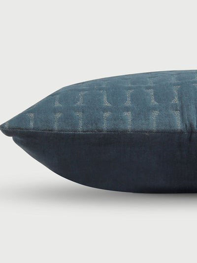 Twig Azure Embroidered Velvet Cushion Cover
