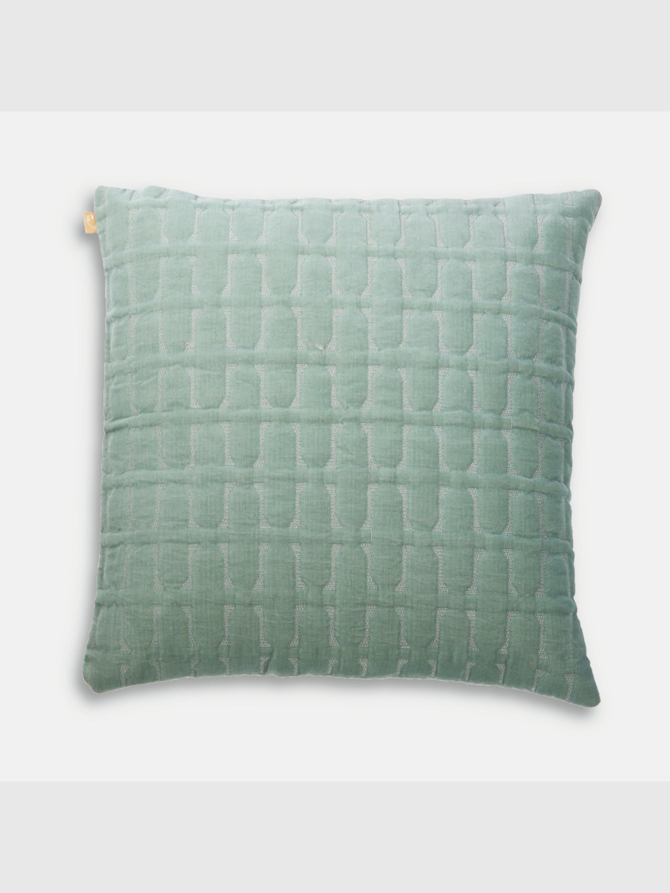 Twig Duck Egg Embroidered Velvet Cushion Cover