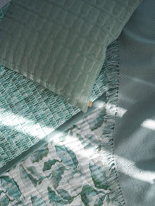 Twig Duck Egg Embroidered Velvet Cushion Cover