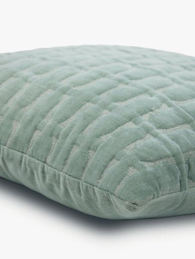 Twig Duck Egg Embroidered Velvet Cushion Cover