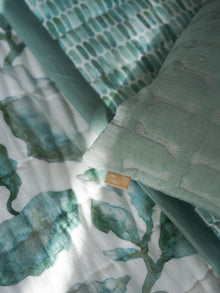 Twig Duck Egg Embroidered Velvet Cushion Cover