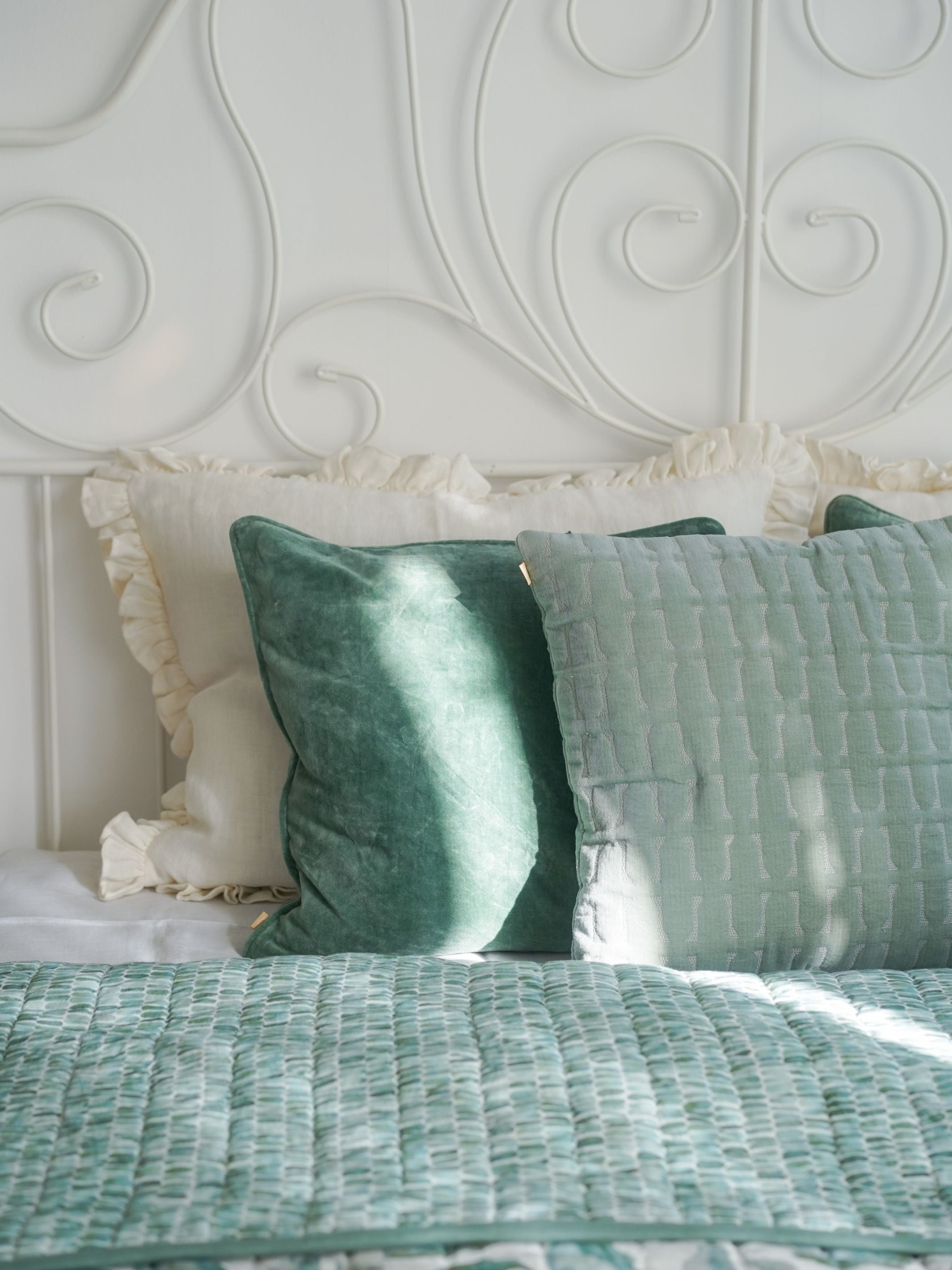 Twig Fern Embroidered Velvet Cushion Cover