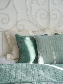 Twig Fern Embroidered Velvet Cushion Cover