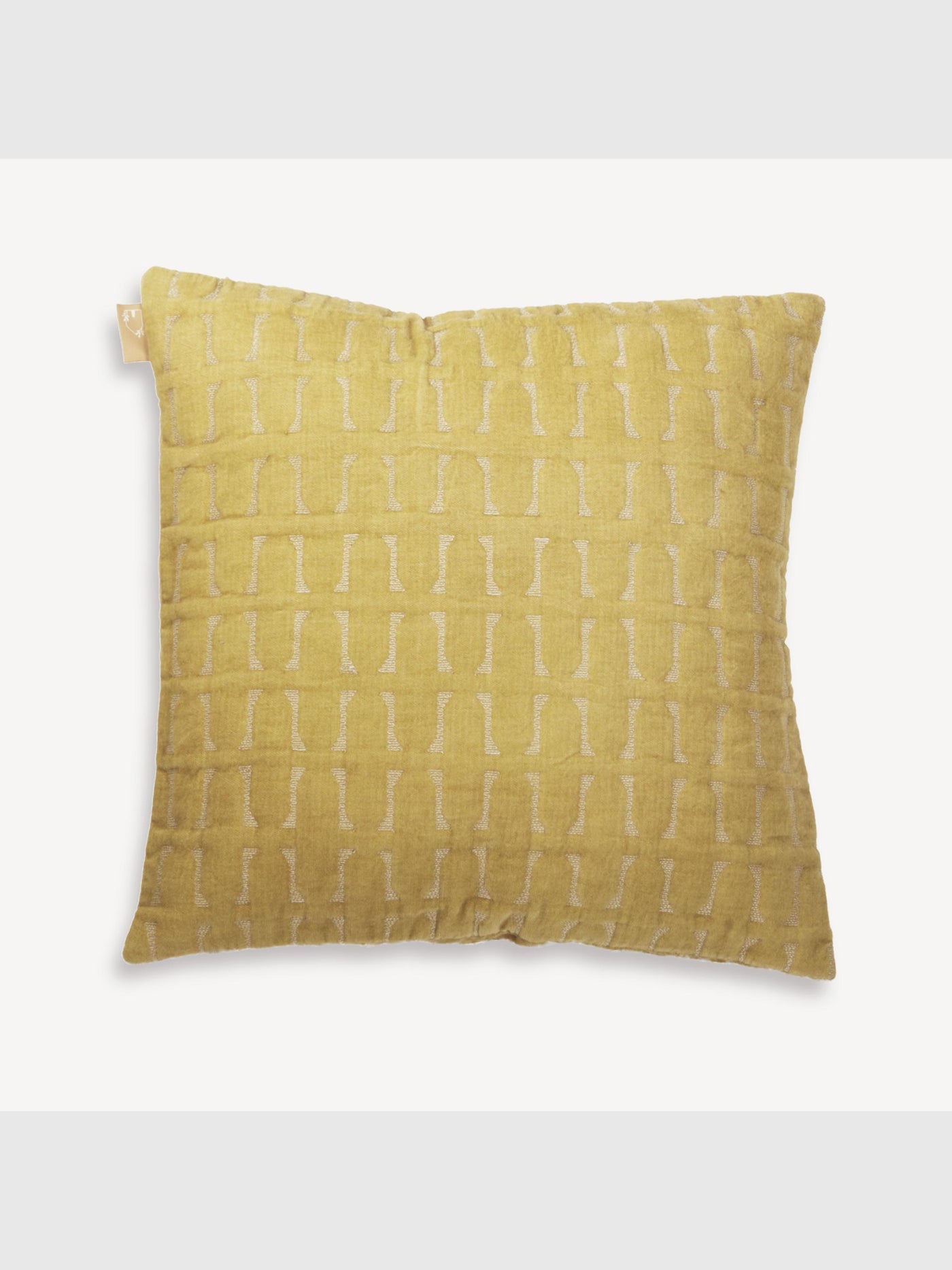 Twig Ochre Embroidered Velvet Cushion Cover