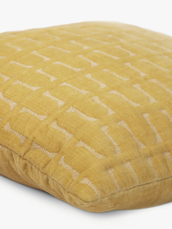 Twig Ochre Embroidered Velvet Cushion Cover