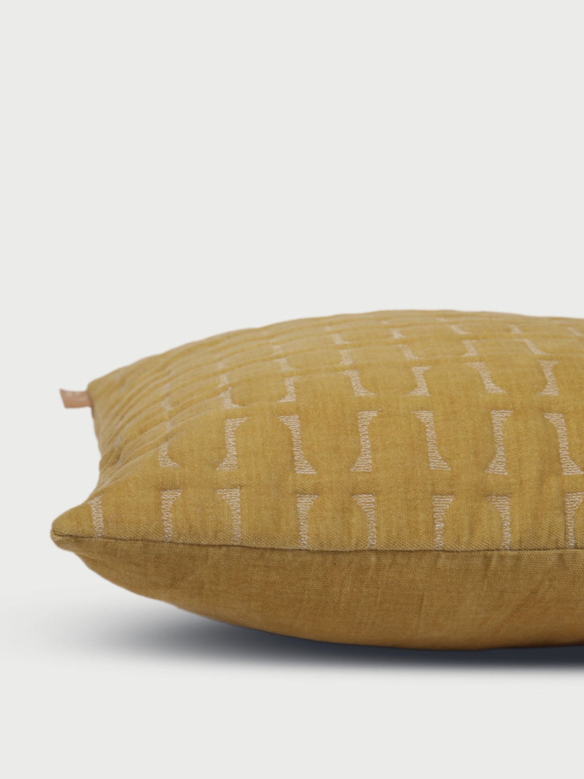 Twig Ochre Embroidered Velvet Cushion Cover