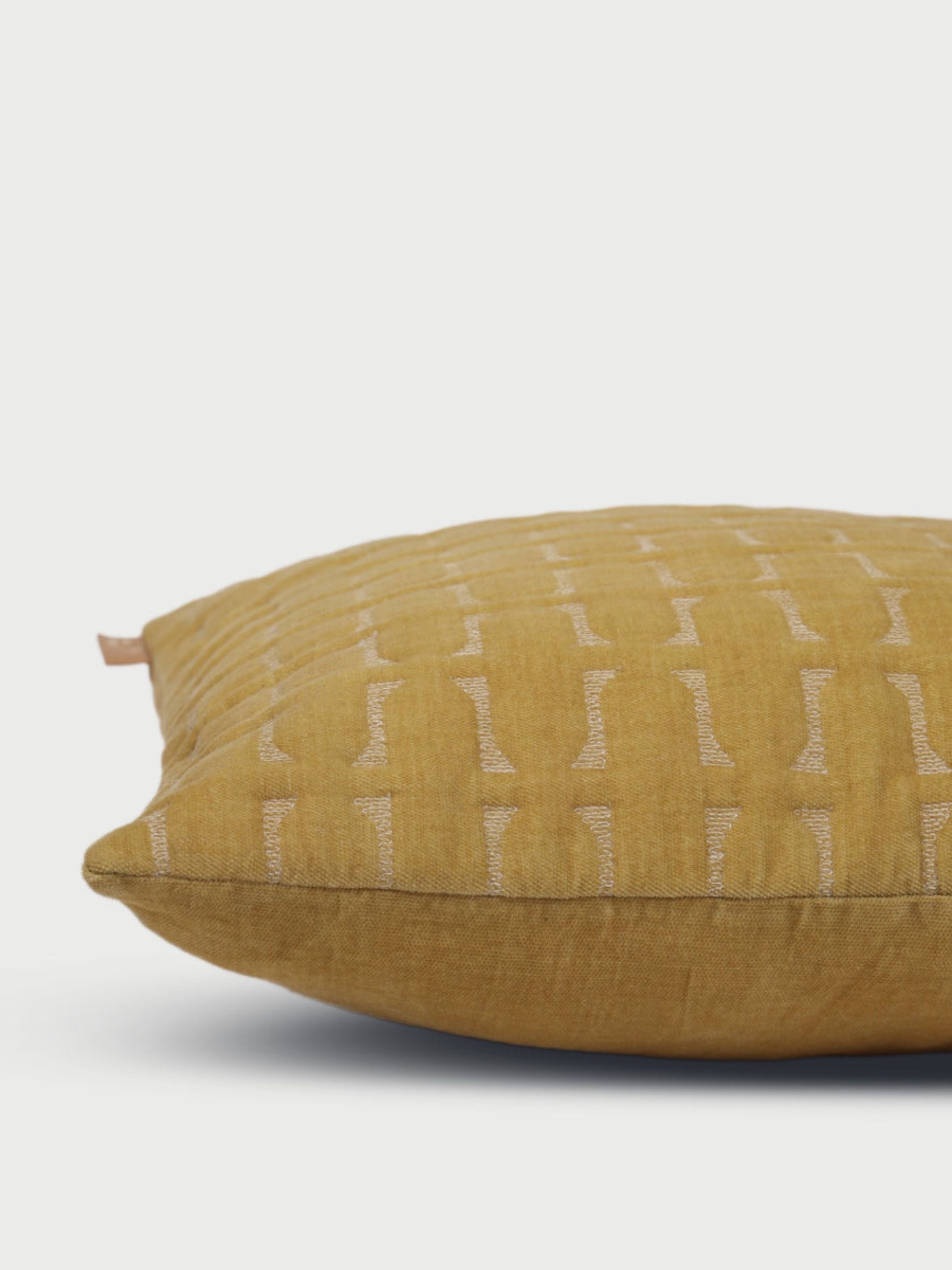 Twig Ochre Embroidered Velvet Cushion Cover