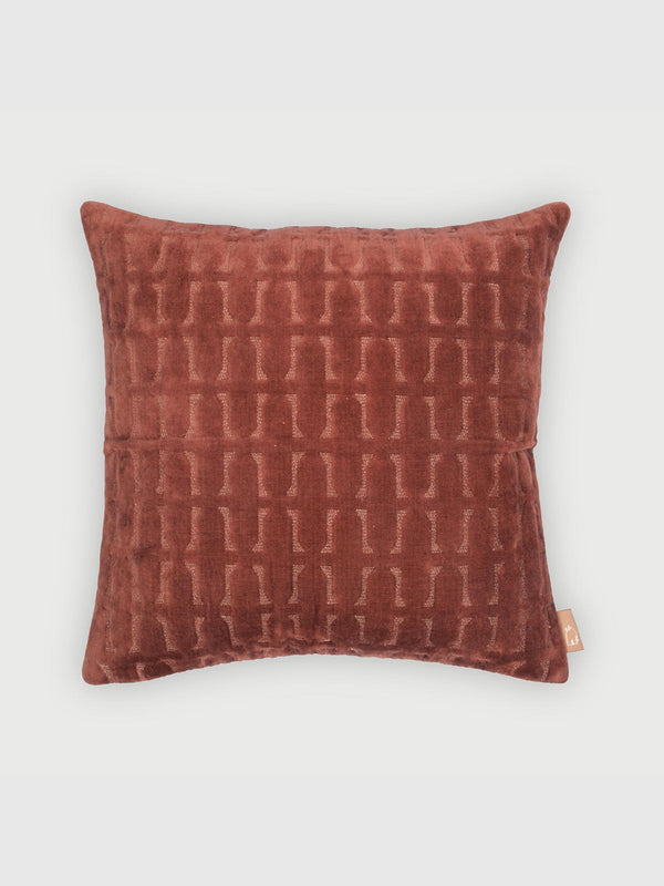 Twig Rhubarb Embroidered Velvet Cushion Cover