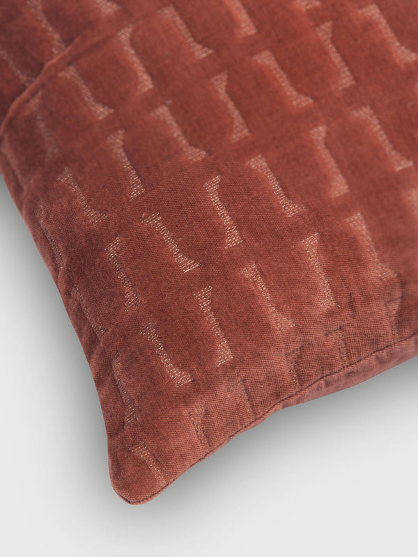 Twig Rhubarb Embroidered Velvet Cushion Cover