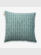 Twig Teal Embroidered Velvet Cushion Cover