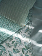 Twig Teal Embroidered Velvet Cushion Cover