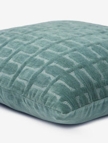 Twig Teal Embroidered Velvet Cushion Cover