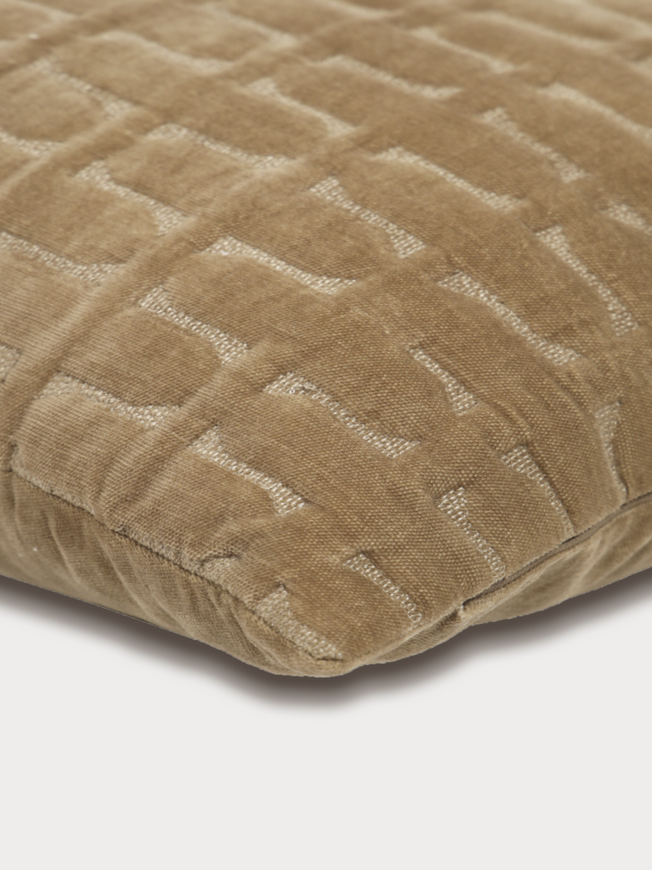 Twig Tan Brown Embroidered Velvet Cushion Cover