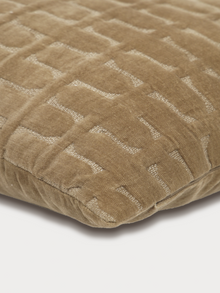 Twig Tan Brown Embroidered Velvet Cushion Cover