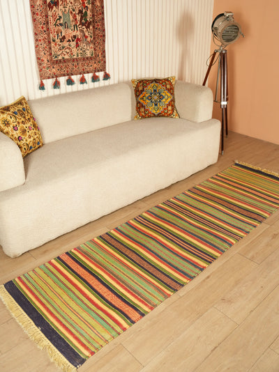 Striped Handwoven Runner Rug ( 2 x 8')