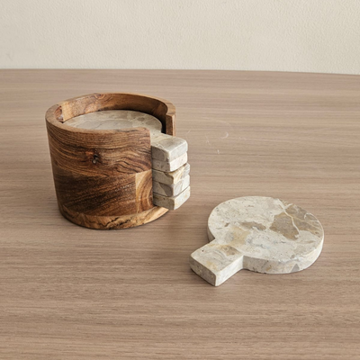 Greenley coasters with wooden stand