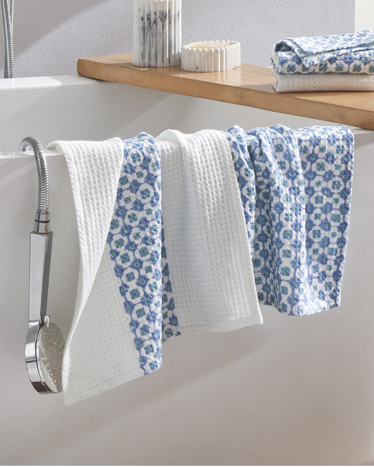 Checkmate Blue Hand Towel | Set Of 2