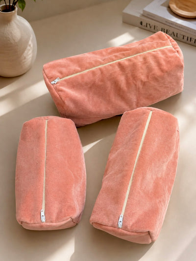 Blush Velvet Travel Pouch Set of 3