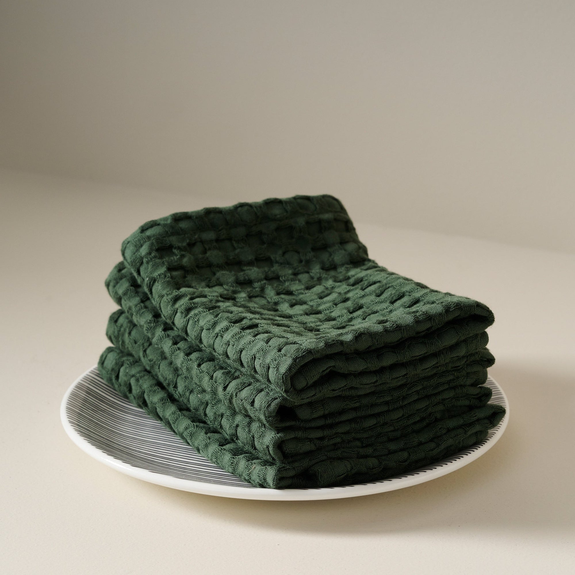 Verde | Cotton Bamboo | Waffle | Face Towels - Set of 2