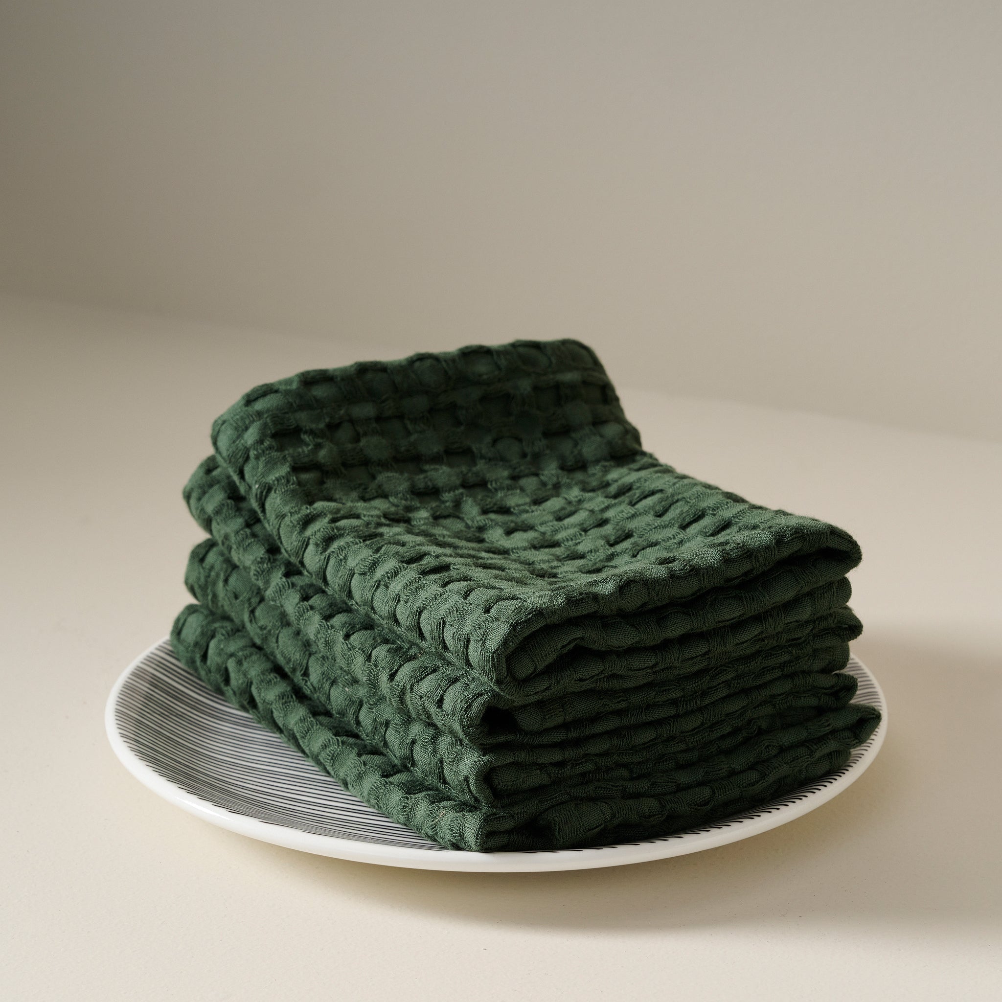 Verde | Cotton Bamboo | Waffle | Face Towels - Set of 2 - Product Image 