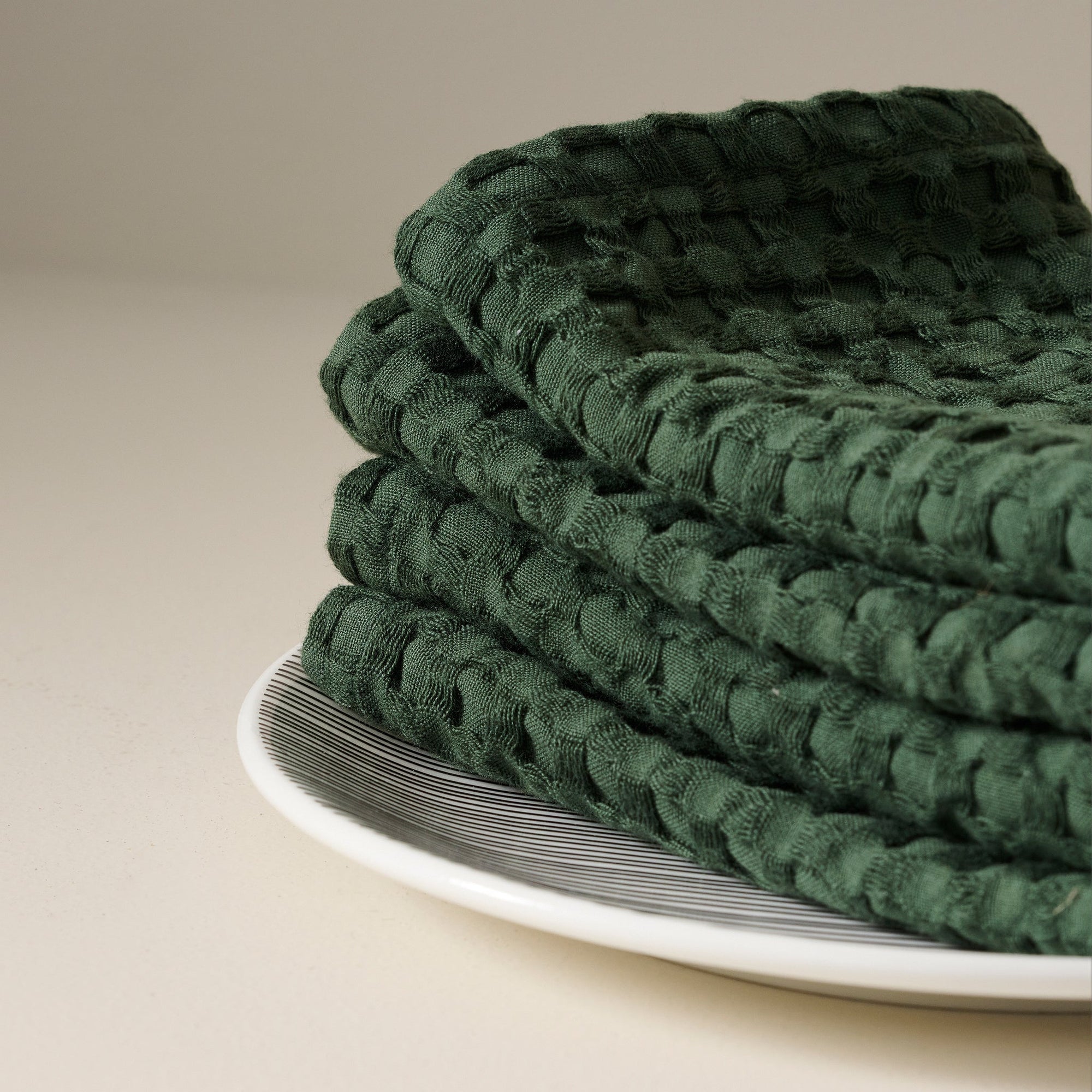 Verde | Cotton Bamboo | Waffle | Face Towels - Set of 2