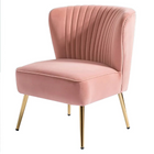 Classic Style Curved Back Pink Velvet Accent Chair