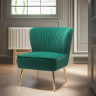 Classic Style Curved Back Teal Velvet Lounge Chair