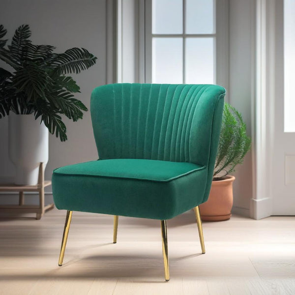 Classic Style Curved Back Teal Velvet Lounge Chair