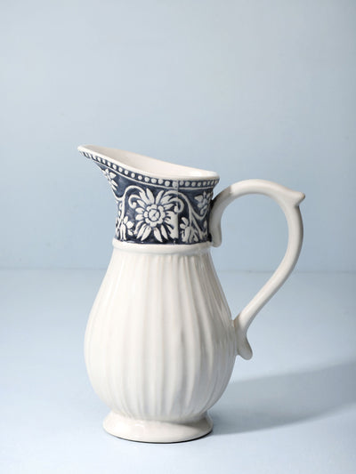 Victorian White & Grey Ceramic Pitcher