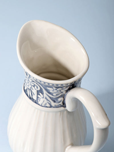 Victorian White & Grey Ceramic Pitcher