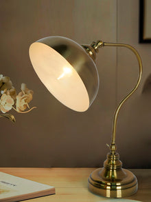 Vintage Charm: Adjustable Gooseneck Antique Brass Table Lamp for Reading & Tasks