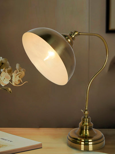 Vintage Charm: Adjustable Gooseneck Antique Brass Table Lamp for Reading & Tasks