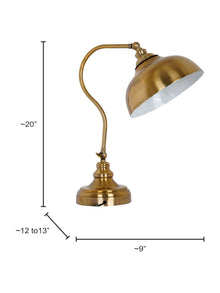 Vintage Charm: Adjustable Gooseneck Antique Brass Table Lamp for Reading & Tasks