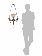 Vintage Pegasus Pendant Chandelier with Golden CutGlass Shade