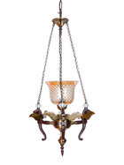 Vintage Pegasus Pendant Chandelier with Golden CutGlass Shade