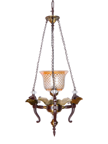 Vintage Pegasus Pendant Chandelier with Golden CutGlass Shade