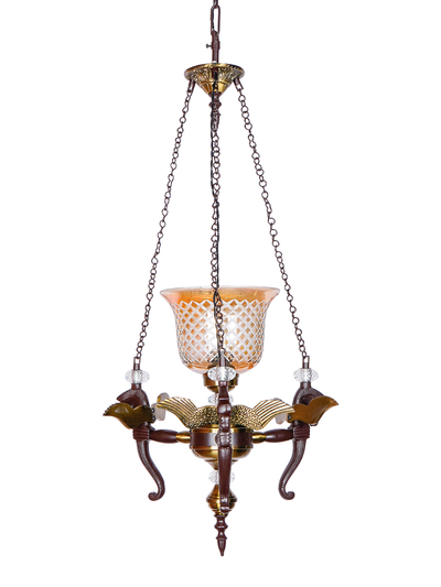 Vintage Pegasus Pendant Chandelier with Golden CutGlass Shade