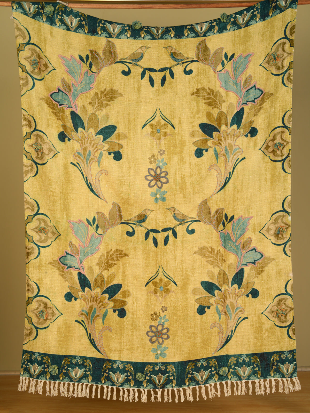 Bird & Bloom Embroidered  Throw