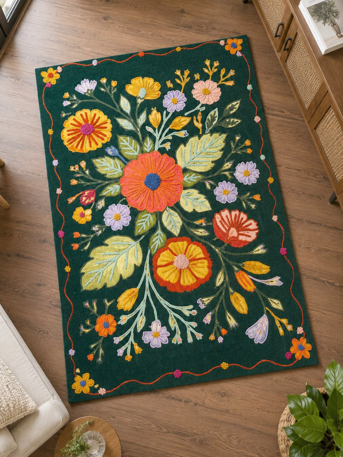 Garden Reverie Embroidered  Rug