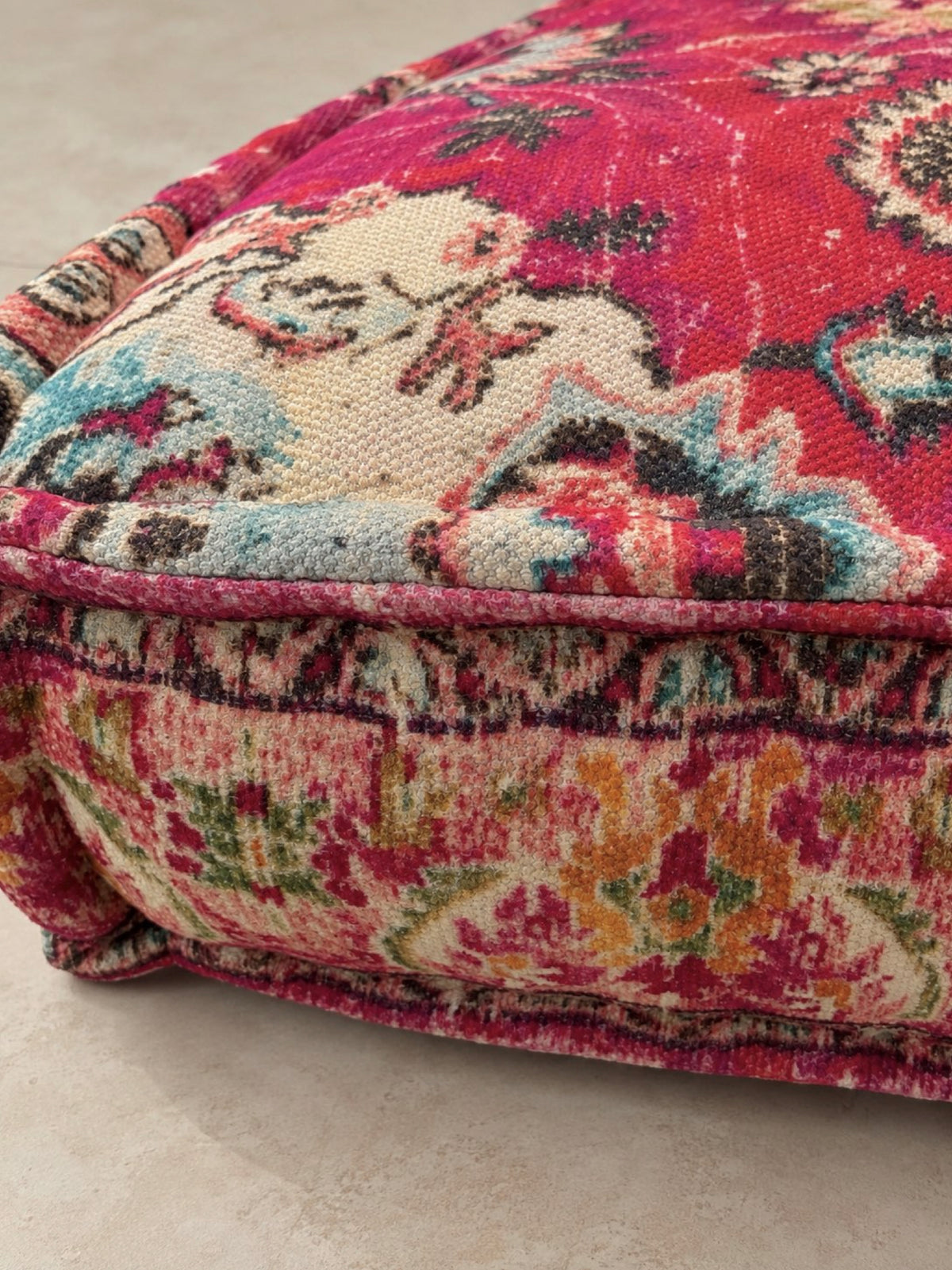 Crimson Heirloom Square Pouffe or Floor cushion