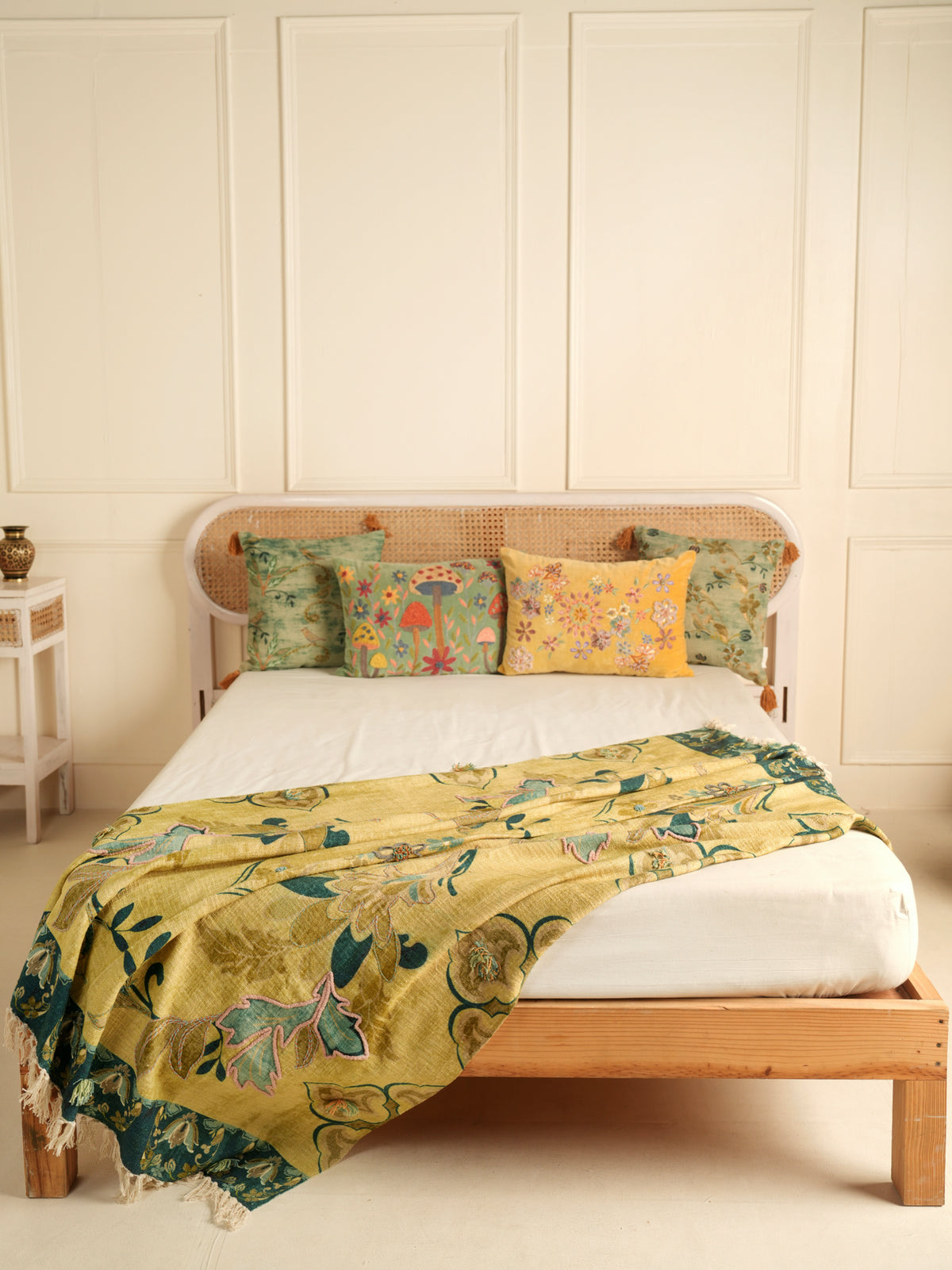 Bird & Bloom Embroidered  Throw