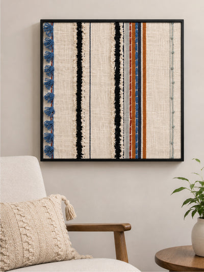 Boho striped textured Block Printed Embroidered Wall Frame