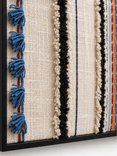 Boho striped textured Block Printed Embroidered Wall Frame