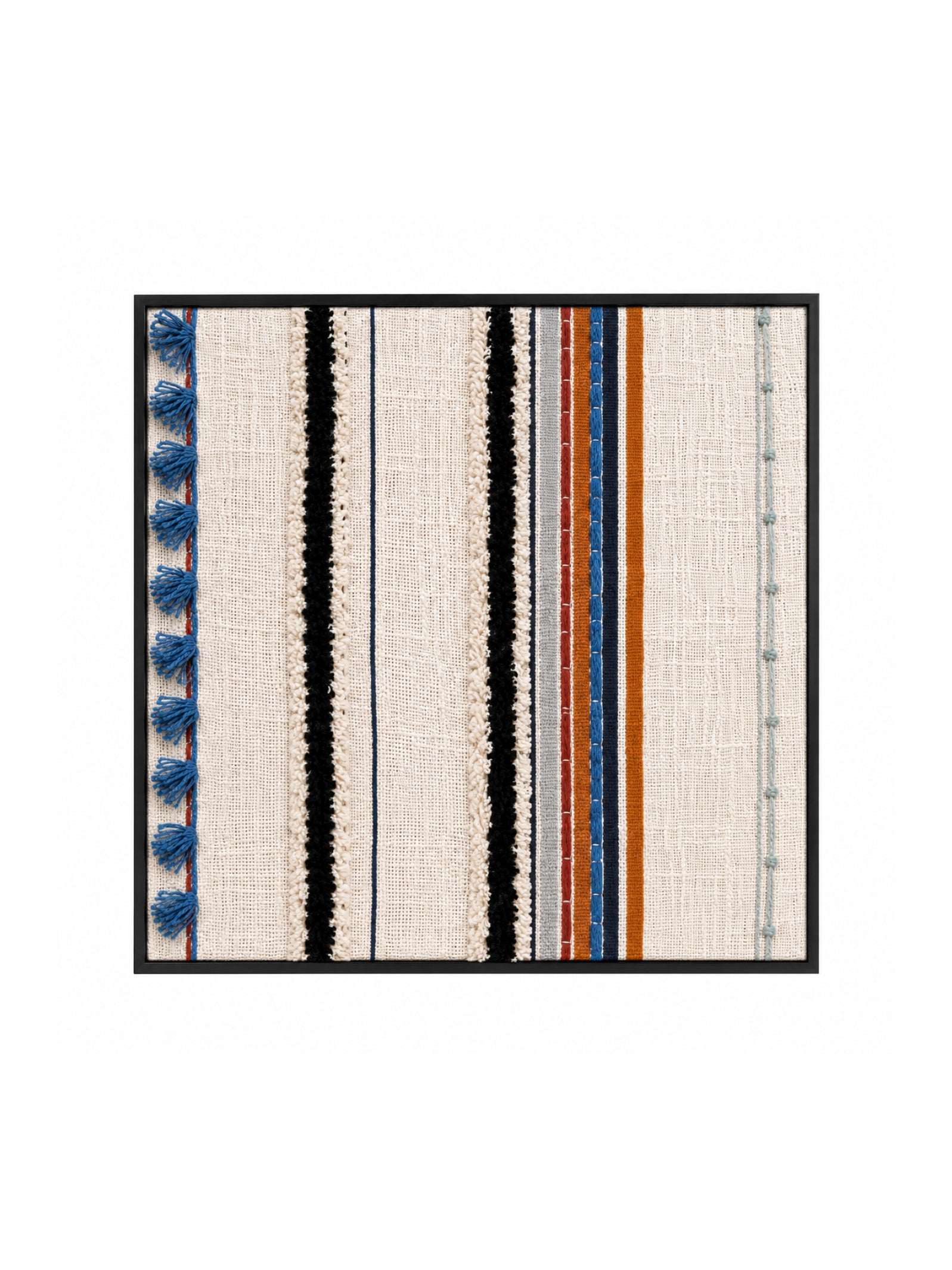 Boho striped textured Block Printed Embroidered Wall Frame